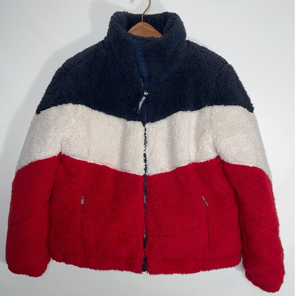 Tommy Hilfiger Sport Chevron Sherpa Puffer Jacket - Women's Size‎ L - SO Soft!